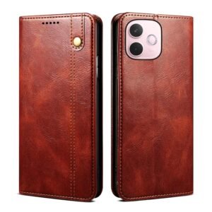 Flip Cover for Oppo A5 Pro 5G || Premium PU Leather Simple Men Women Wallet Case, Card Slots, Kickstand, Magnetic Closure, Shockproof Back Cover || _T45