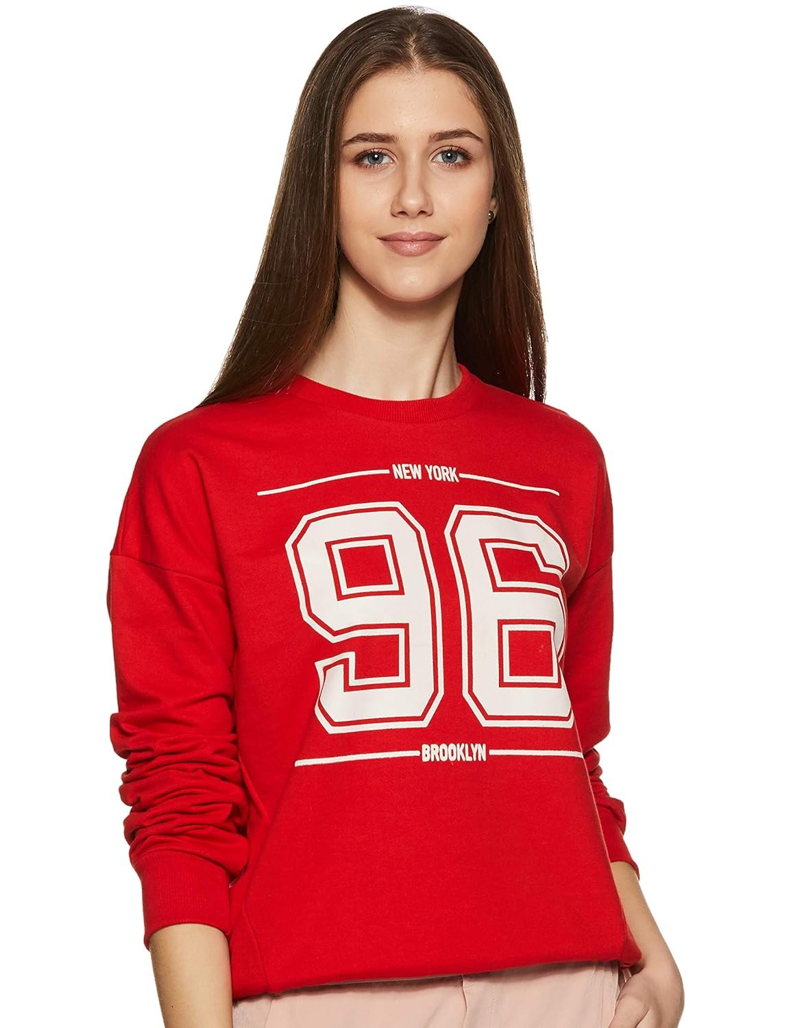 Amazon Brand - Symbol Women Cotton Blend Round Neck Regular Fit Sweatshirt (Pullover)
