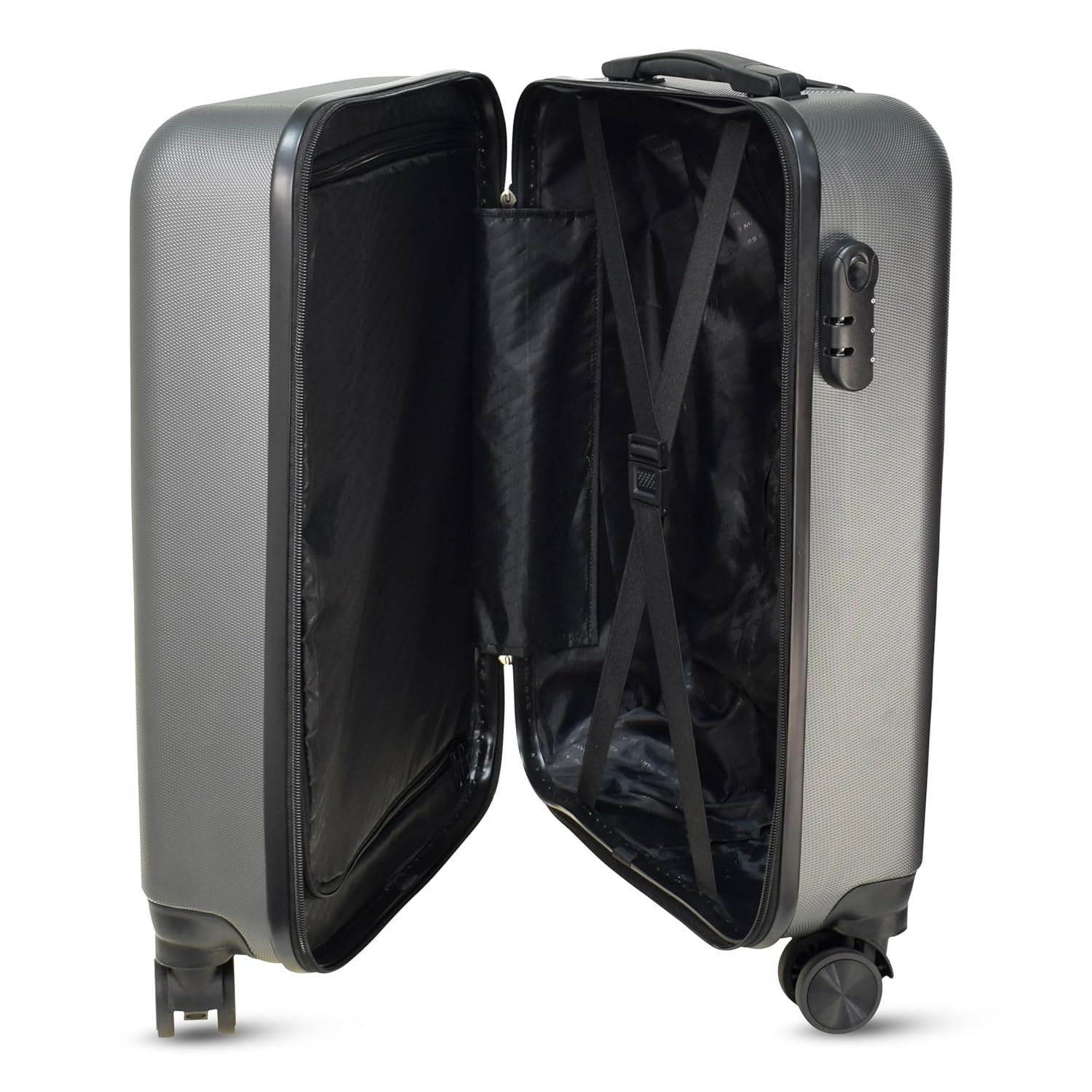 Swiss Military Contour Luggage Bag 42L & Toiletry Bag Combo | Textured Hard-Sided Trolley Bag Cabin Luggage,Overnighter Trolley Bag |for Men, Women| Makeup Pouch for Travelling, Travel Organizer