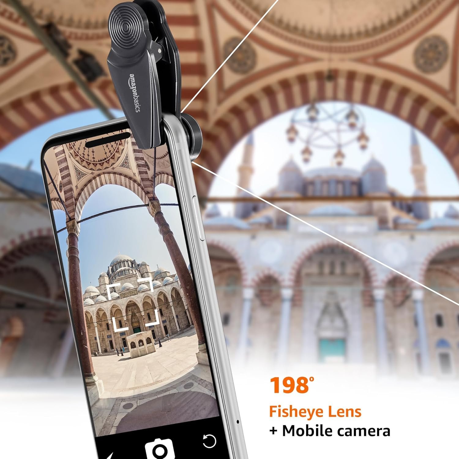 Amazon Basics 3 in 1 Mobile Camera Lens Kit | Super Wide Angle Lens | 198 Fisheye |15X Macro Lens - Image 5