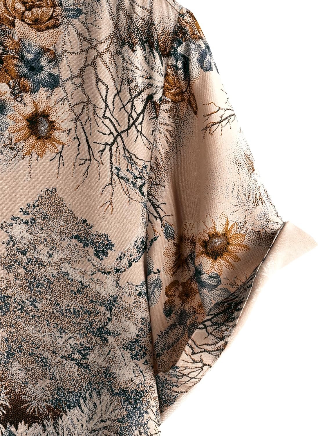 Floral Print Cotton Multi-Colored Short Sleeve Button Down Beach Outfits for Men Shirt - Image 4