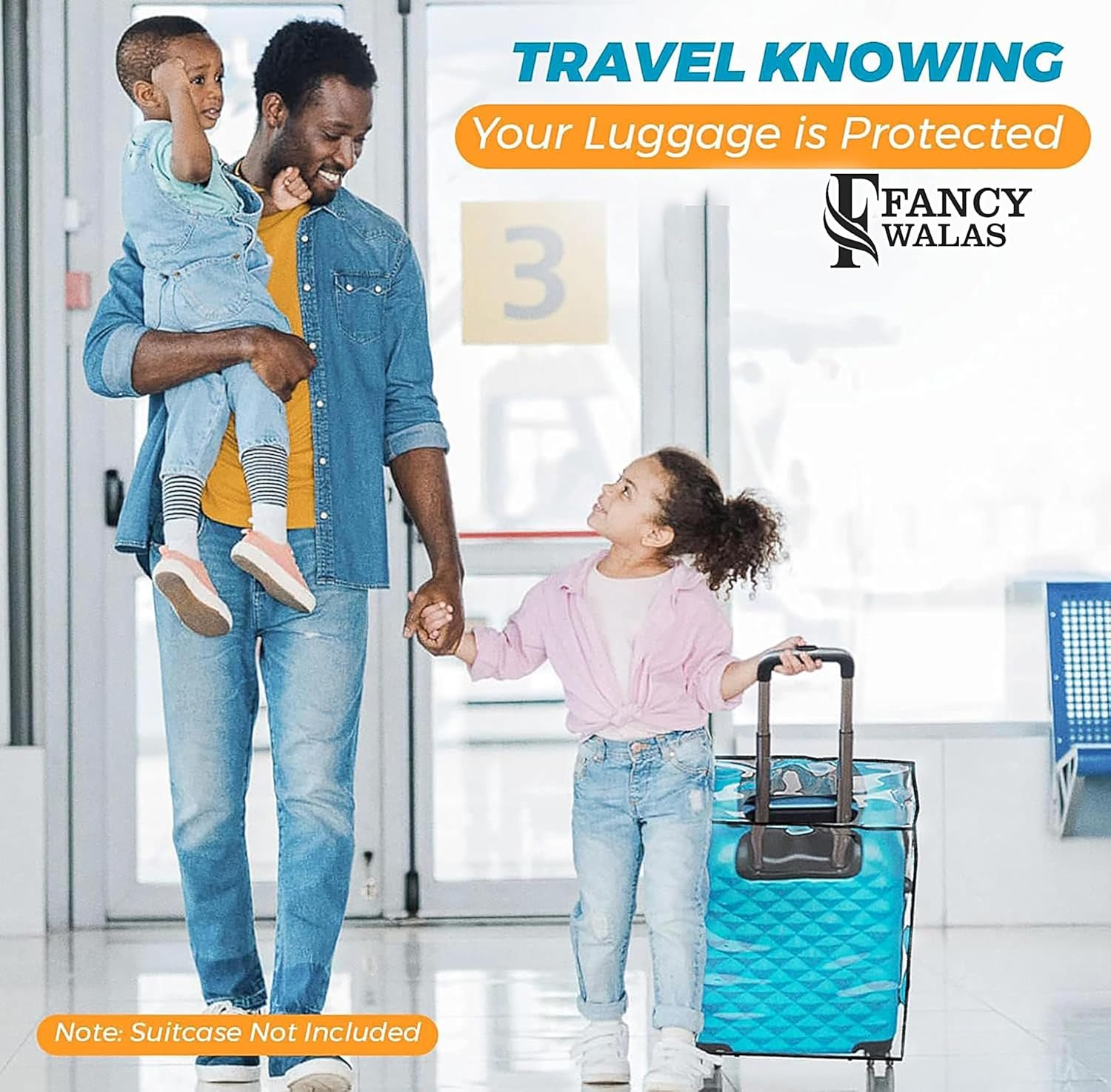 20 inch Trolley Bag Cover/Suitcase Bag Cover/PVC Trolley Cover Protector/Waterproof Dustproof Luggage Cover/Zippered Clear PVC Suitcase Cover Protectors (Black, Pack of 1, 20 Inch Small) - Image 8