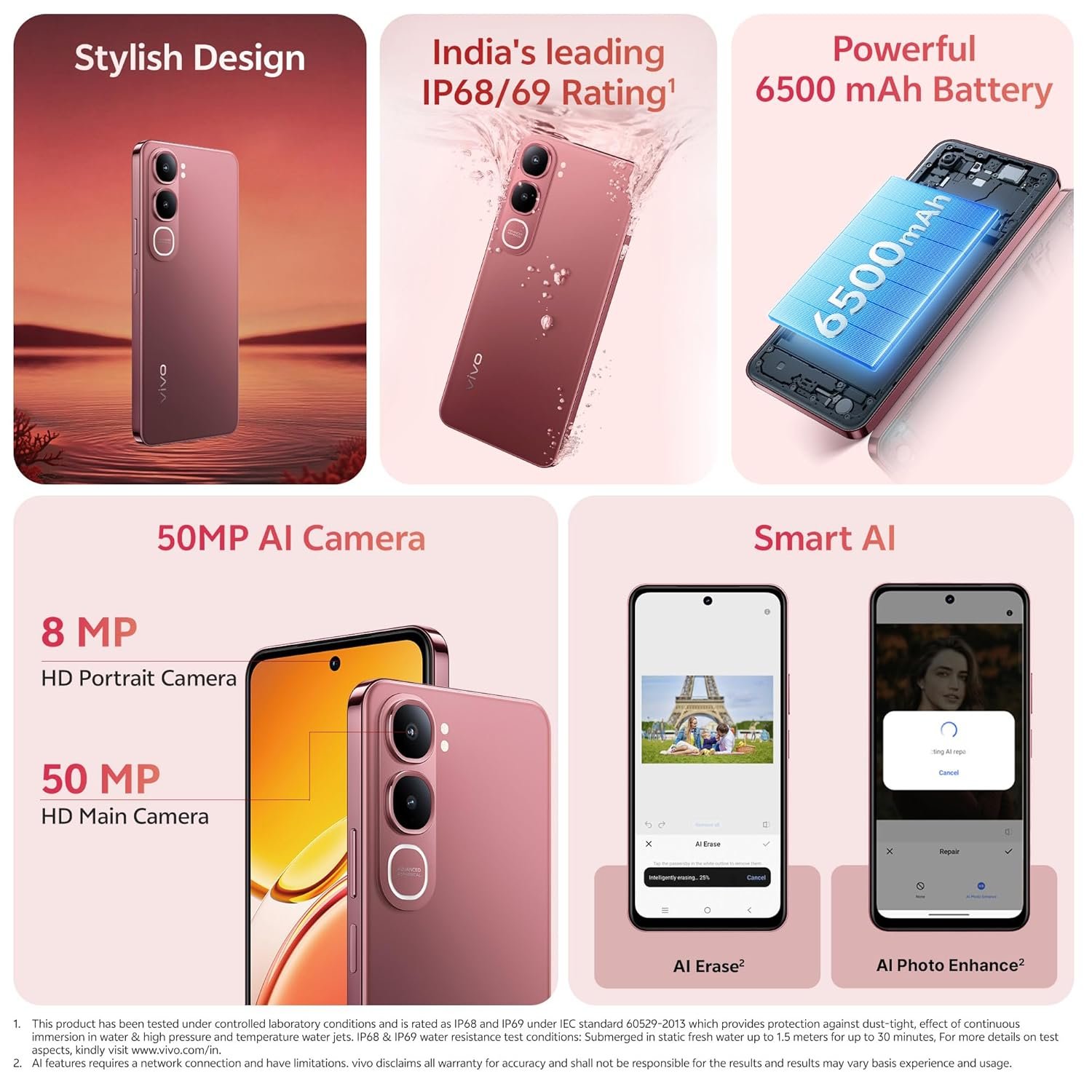 vivo Y31 5G (Rose Red, 6GB RAM, 128GB Storage) with No Cost EMI/Additional Exchange Offers - Image 2