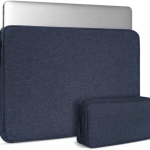 Dynotrek Grade 15.6 inch Laptop Sleeve Case Cover with Charger Pouch Computer Bag for Most MacBook Pro 16"/15" Dell Lenovo HP Asus Acer Chromebook (Denim Blue)