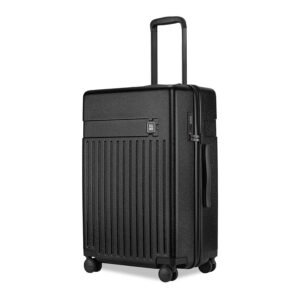 EUME Classic Check-in Trolley Bags for Travel Medium Size 65 Cm, Charcoal Black | Polycarbonate (PC) 8 Hinomoto Wheels Suitcase | Travel Bags for Luggage Trolley