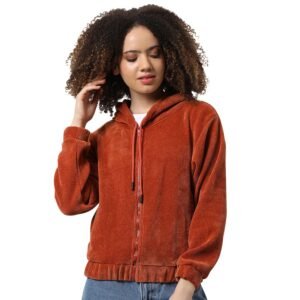 Campus Sutra Women Cotton Regular Fit Hooded Sweatshirt