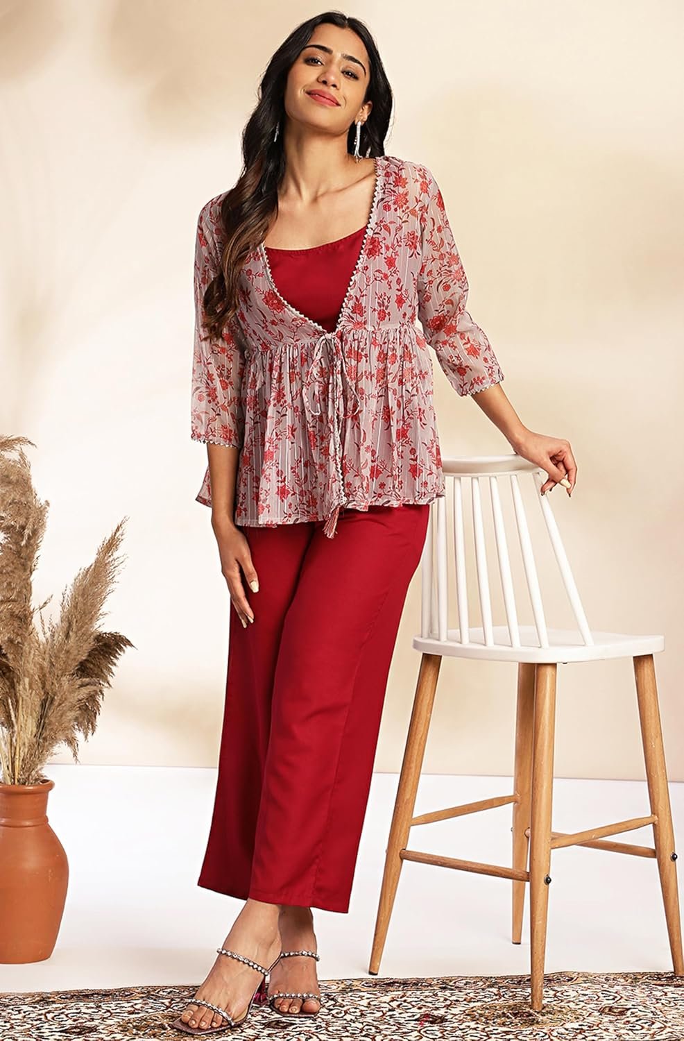Janasya Women's Pure Cotton Ethnic Motifs Printed Straight Kurta Pant Set - Image 3