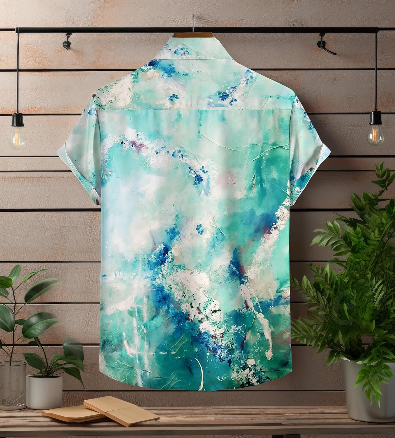 Watercolor Butterfly Print Mens Regular Fit Shirt, Short Sleeve, Summer Beach Style, Casual Hawaiian Pattern - Image 2