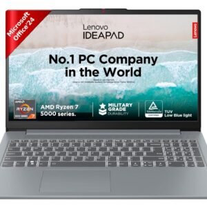 Lenovo IdeaPad Slim 3 Ryzen 7 5825U 15.6" (39.6cm) FHD Thin and Light Laptop (16GB RAM/512GB SSD/Integrated AMD Radeon Graphics/Windows 11/Office Home 2024/Grey/1.6Kg), 82XM00MVIN