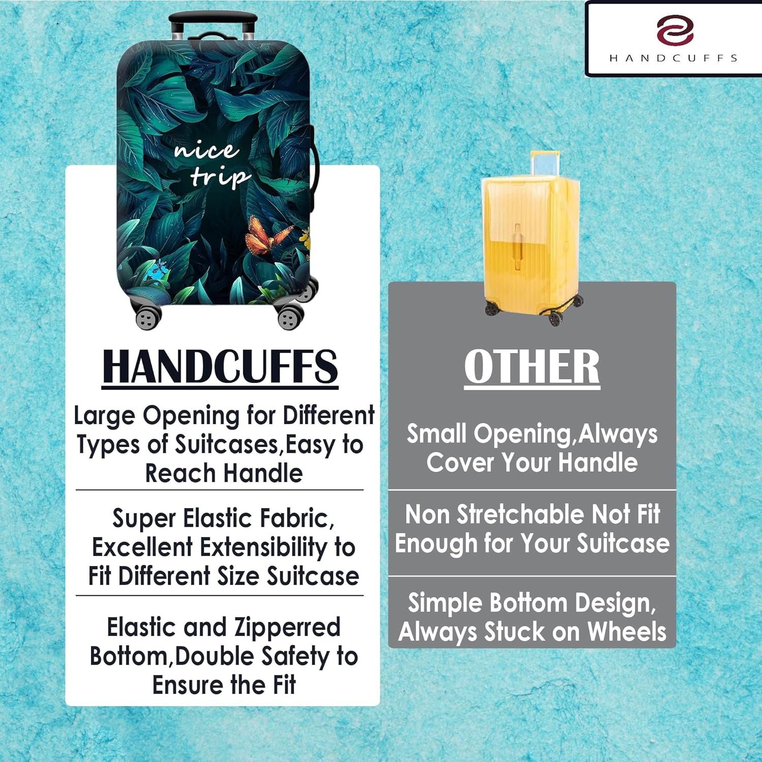 Handcuffs Luggage Cover Trolley Travel Covers, Washable Dust Proof Anti-Scratch Suitcase Protector (Green, XL (31"-32")) - Image 6