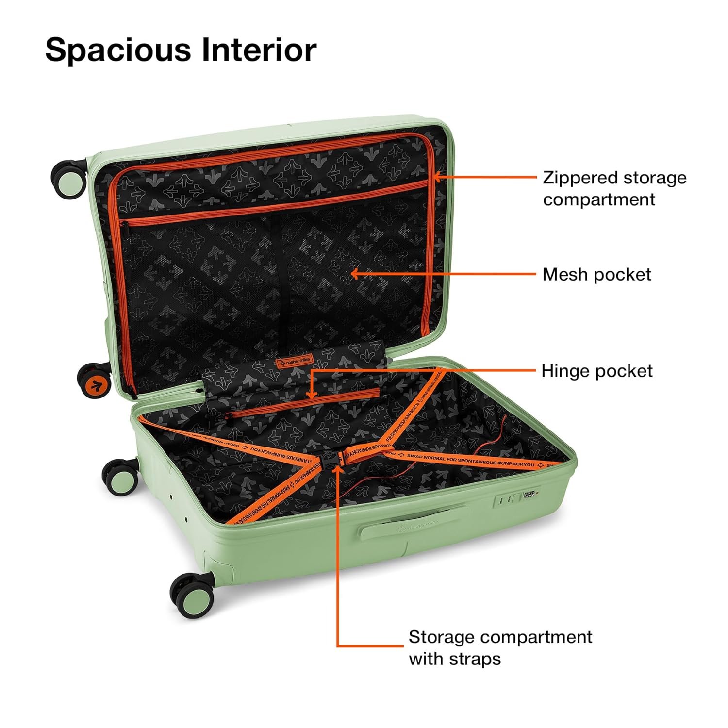 Nasher Miles Polypropylene In-Line Skate Singapore Hard-Sided Check-in Luggage 28 inch | 75cm | 8 Wheels Large Trolley Bag for Travel | Suitcase (Avacado Green) - Image 6