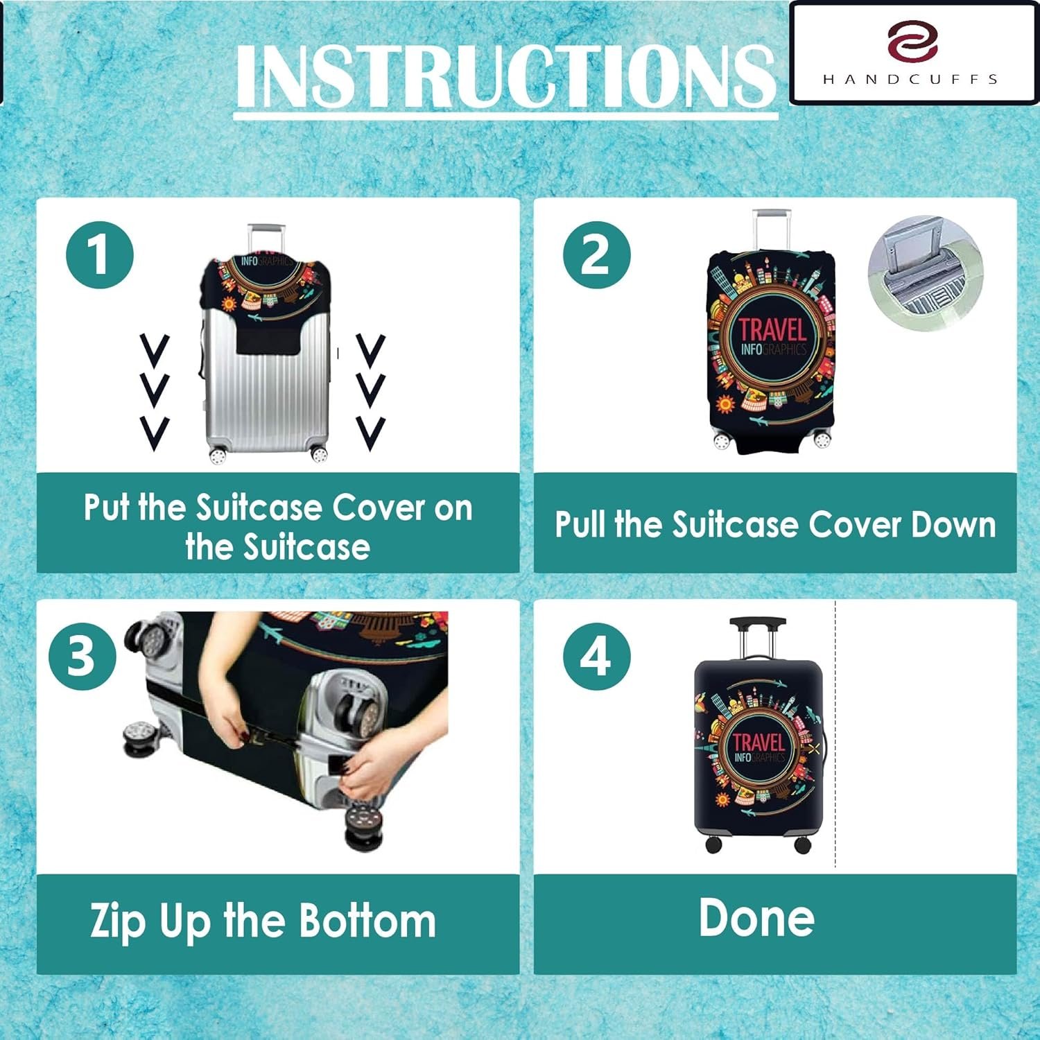 Handcuffs Luggage Cover Trolley Travel Covers, Washable Dust Proof Anti-Scratch Suitcase Protector (Green, XL (31"-32")) - Image 7