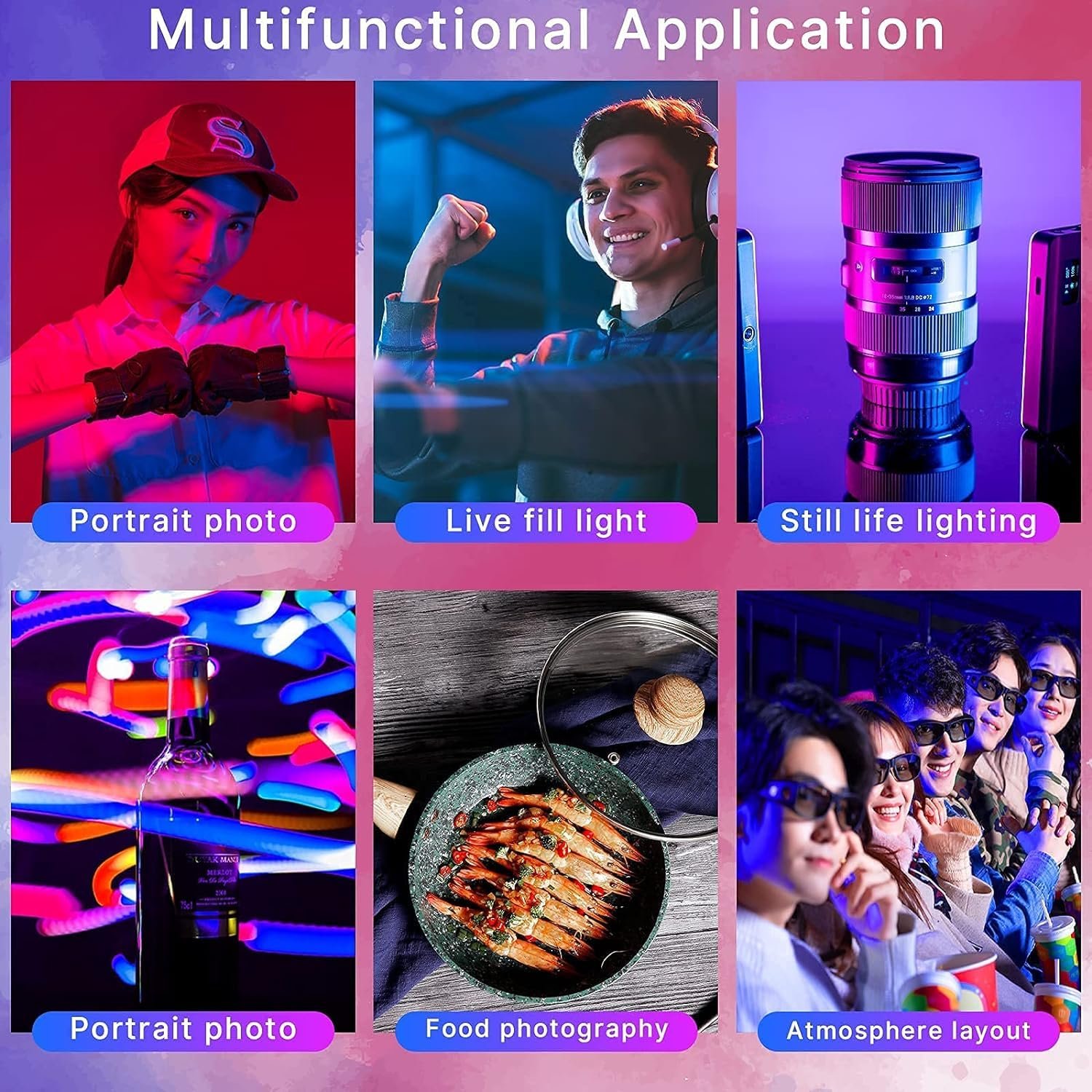 ULANZI VL120 RGB Video Light, Pocket LED On-Camera Light, Built-in 3100mAh Rechargeable Battery, 360 Full Color 20 Light Effects, CRI?95 2500-9000K, Black, (2495) - Image 8