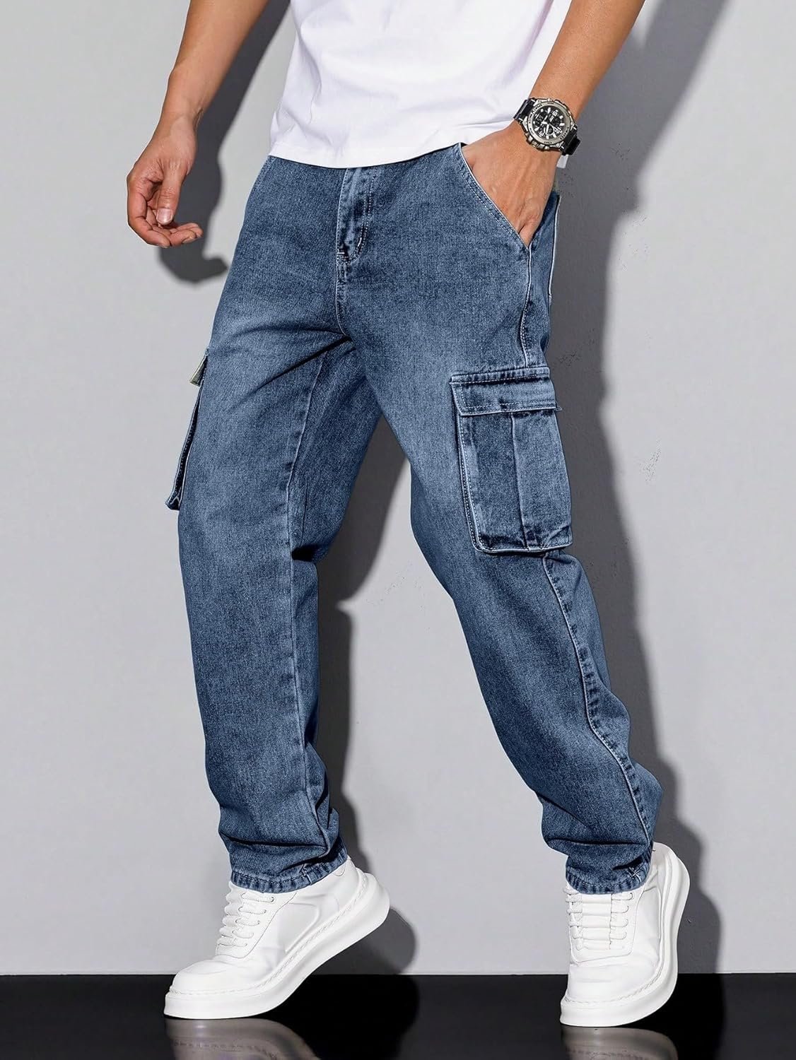 Jeans for Men || Men's Jeans Denim (Blue-Cargo-Jeans-U23-24) - Image 7
