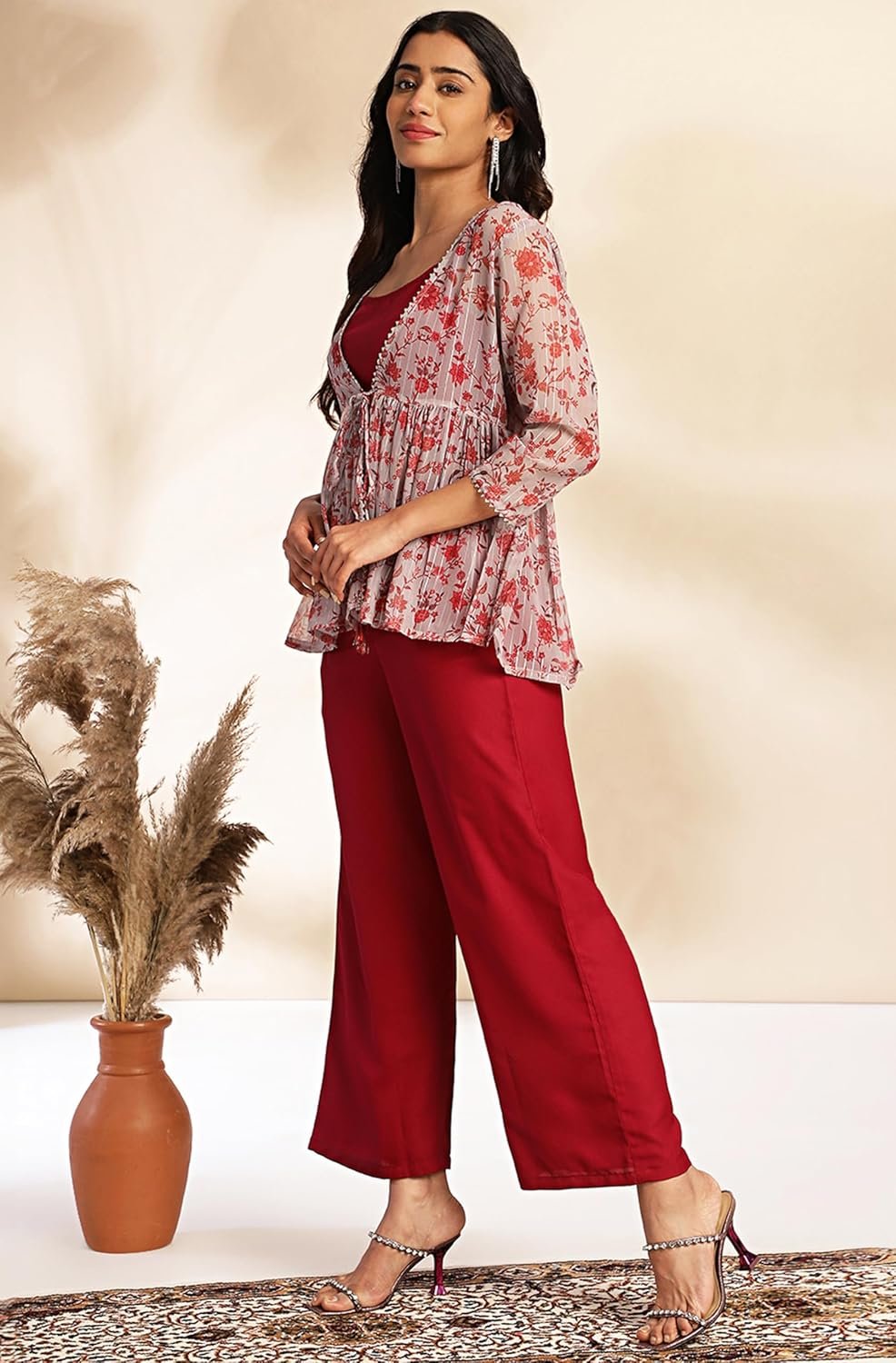 Janasya Women's Pure Cotton Ethnic Motifs Printed Straight Kurta Pant Set - Image 4