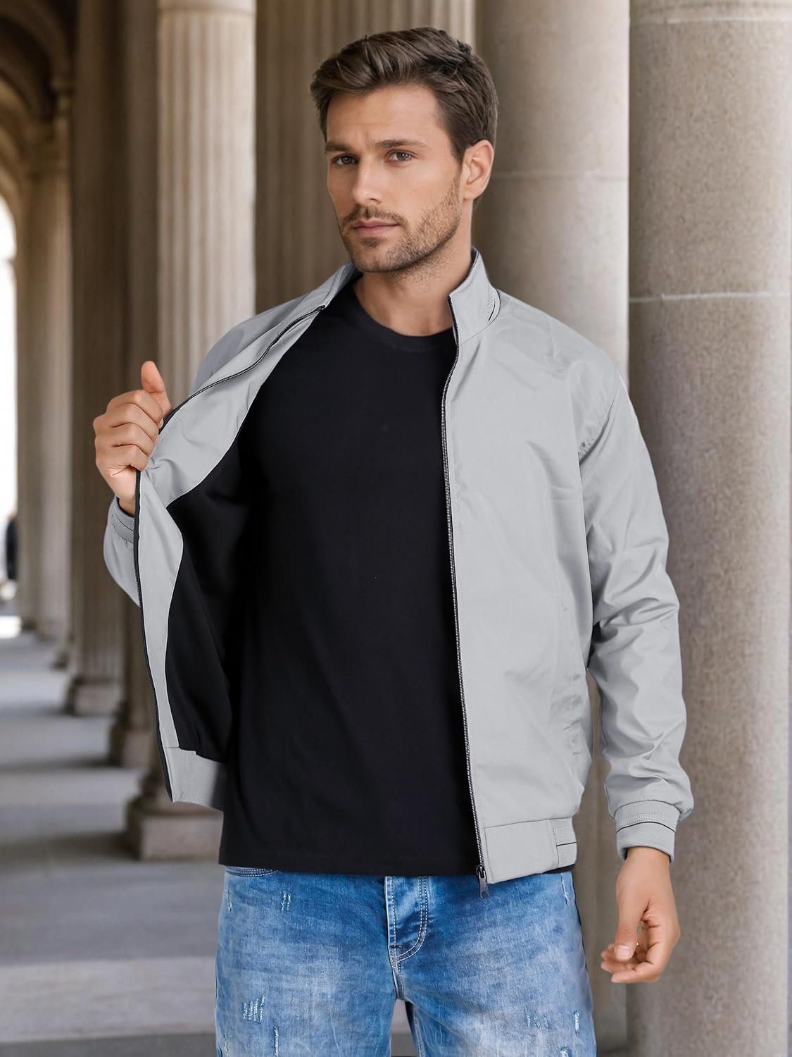 Men's Bomber Jacket | Lightweight Casual Zip-Up Jacket | Stylish Slim Fit Outerwear for All Seasons - Image 3