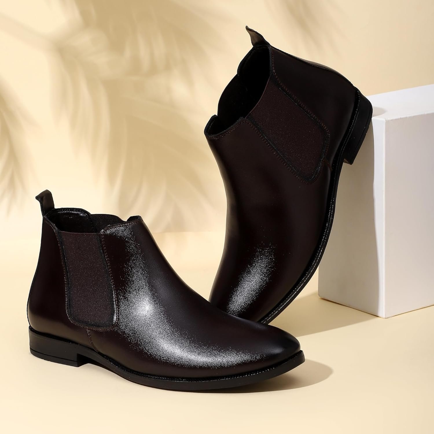 Zixer Men's Chelsea Boots | Premium Slip-On Leather Ankle Boots for Formal, Office, Wedding, Party and Daily Use | Stylish & Durable Footwear | Cushioned Insole | Anti-Skid Rubber Sole - Image 3