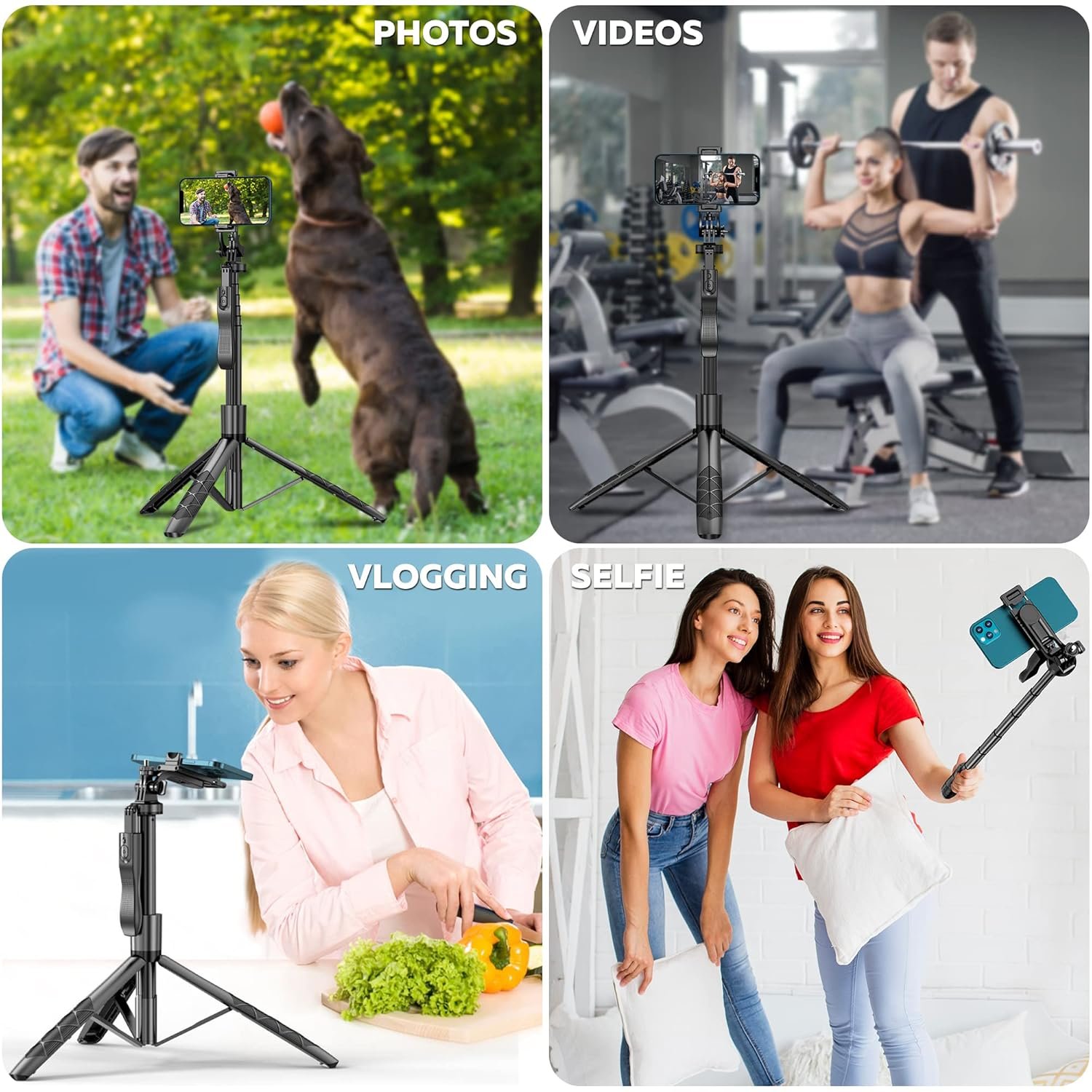WeCool S5 Selfie Stick with Tripod Stand, 6section Telescopic Pole with 62in/158cm Long Stick, Ultimate Stability with 360°Rotating Handle & Reinforced Tripod Stand, Selfie Stick for Photos &Vlogging - Image 7