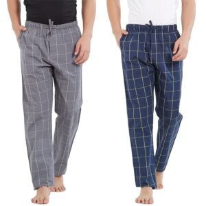 XYXX Men’s Super Combed Cotton Checkered Checkmate Pyjamas [Pack of 2] Elasticated Waist, Drawstring | Loungewear for Men