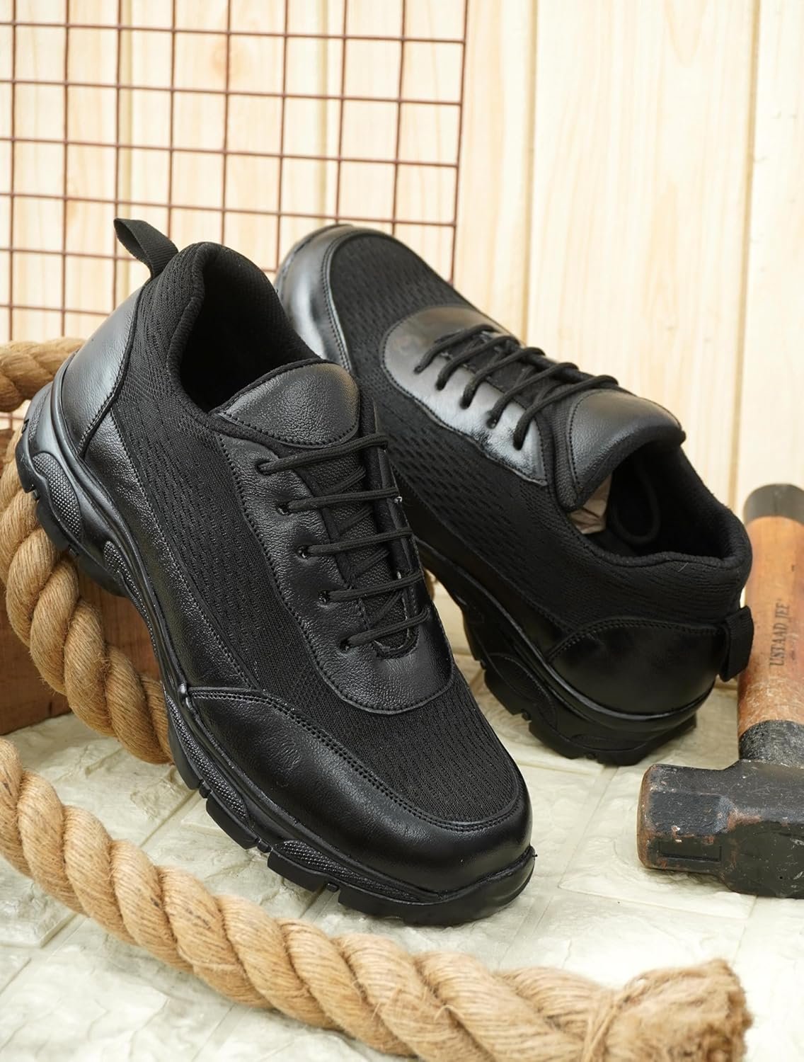 Lightwieght Safety Shoes For Men; Heavyduty Shoes For Industries; Steel Toe Safety Shoes; Comfortable And Durable Sports Look Safety Shoes For Industires & Construction & Office, Black, 8 - Image 3