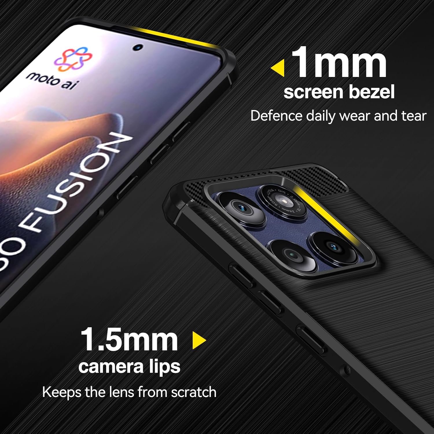 Soft Slim Back Cover for Motorola Edge 60 Fusion| Durable Design |Shockproof Bumper |Compatible with Motorola Edge 60 Fusion - Black - Image 3