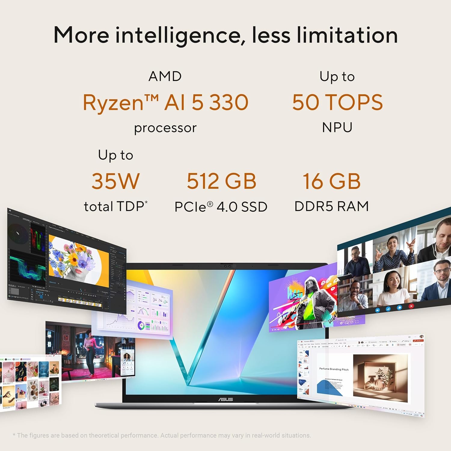 ASUS Vivobook S14, Smartchoice, AMD Ryzen AI 5 330, 16GB RAM, 512GB SSD,FHD+ 14", Win11, Office 2024,M365 Basic (1Year),Cool Silver, 1.4Kg, M3407KA-SF2501WS, 50 TOPS, Metallic Design Copilot AI Laptop - Image 6