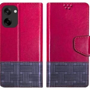 Flip Cover for OnePlus Nord CE5 5G Back Cover Case with Magnatic Closure | Inbuilt Stand | Card & Money Pocket (Dual Red)
