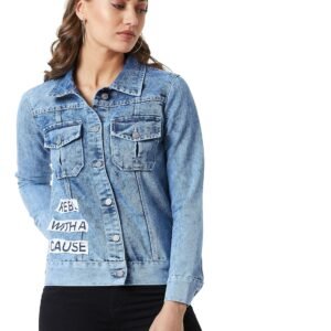 Miss Chase Women’s Collared Solid Full Sleeve Regular Length Denim Jacket