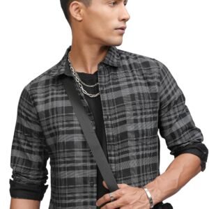 Locomotive Highlander Men’s Slim Fit Casual Shirt | Checkered | Button Closure | Trendy, Breathable & Comtable All-Day Wear