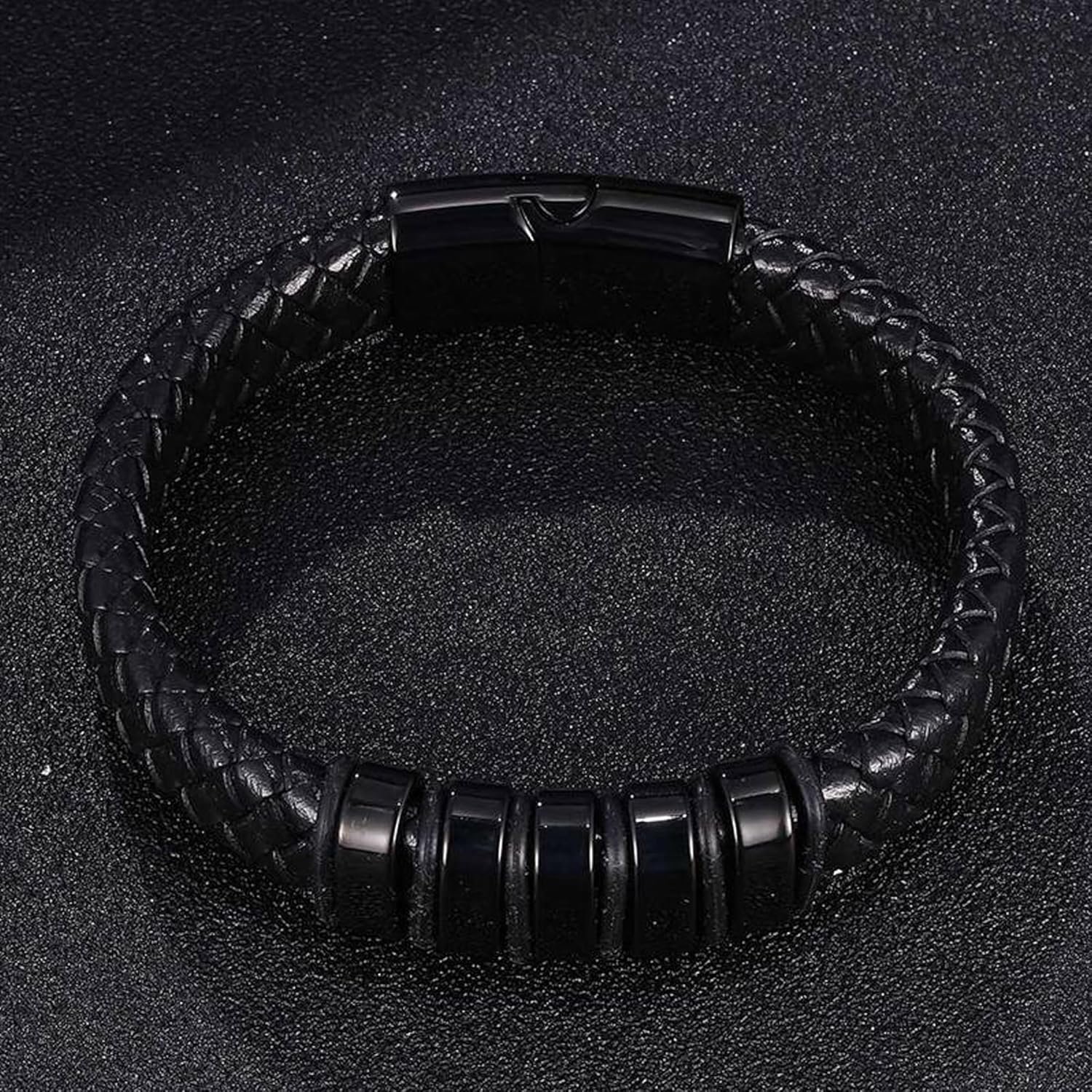 Fashion Frill Valentine Gift For Boyfriend Silver Chain For Men Stainless Steel Square Silver Pendant With Black Leather Bracelet For Men Boys Love Gifts Combo - Image 5