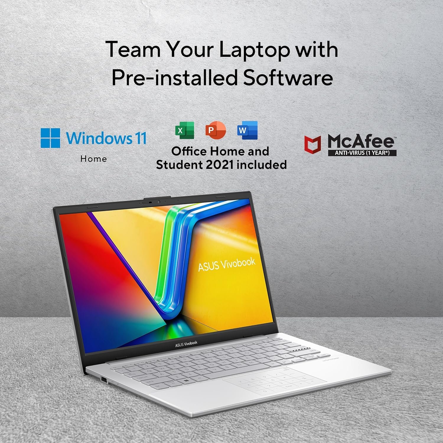 ASUS Vivobook Go 14 (2023), AMD Ryzen 5 7520U, 8GB RAM, 512GB SSD, FHD, 14"/35.56cm, Windows 11, MS Office 2021, Silver, 1.38KG, E1404FA-NK521WS, Alexa Built-in, Thin & Light Laptop - Image 13