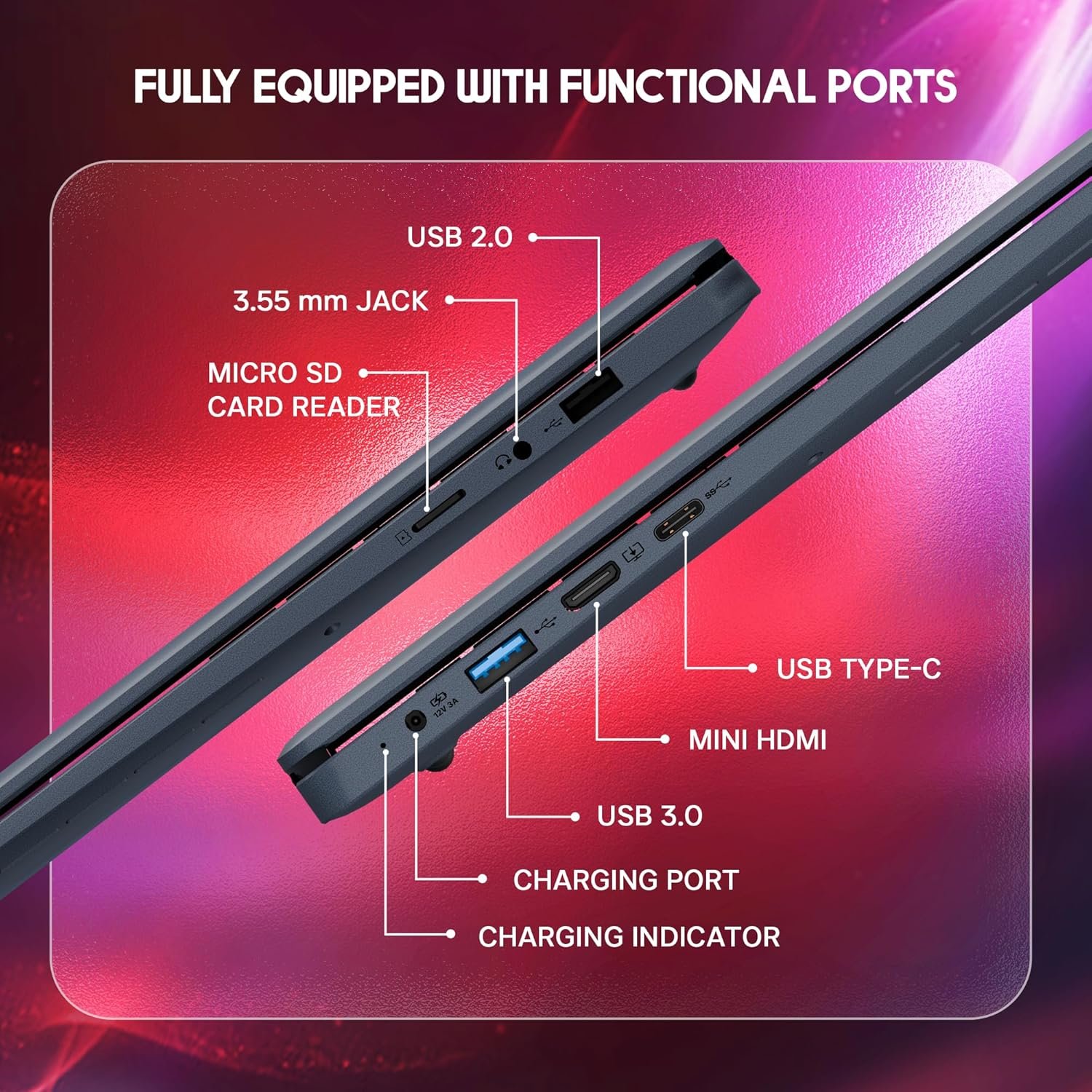 BrowseBook 14.1" FHD IPS Laptop | Best Student & Office Work Laptop | Celeron N4020 | 8GB RAM | 256GB SSD | Windows 11 | 38Wh | 1.3kg | Grey - Image 4