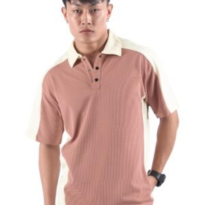 Beyoung Imported Poly Textured Color Block Polo T-Shirt for Men | Relaxed Fit | Polo Collar | Half Sleeves | Tshirt for Men