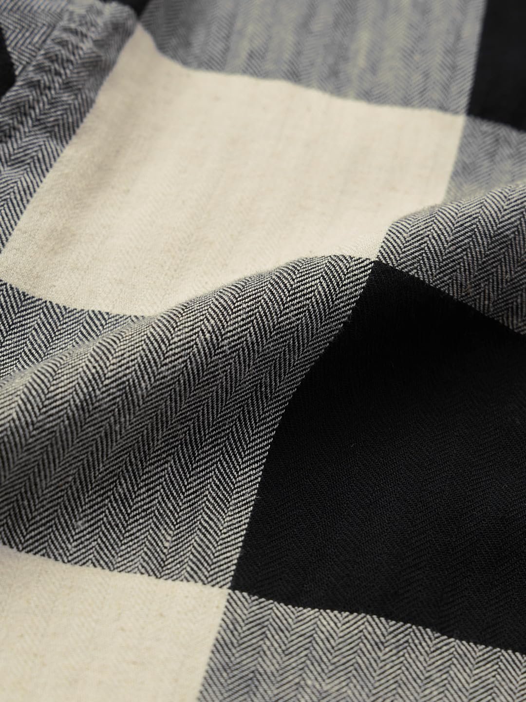 The Souled Store: Echo Men and Boys Long Sleeve Spread Collar Black and White Checkered Regular Fit Cotton Linen Shirt - Image 5