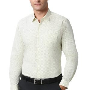 Peter England Men’s Formal Shirt with Fine Dot Pattern – Cotton, Regular Fit, Full Sleeves