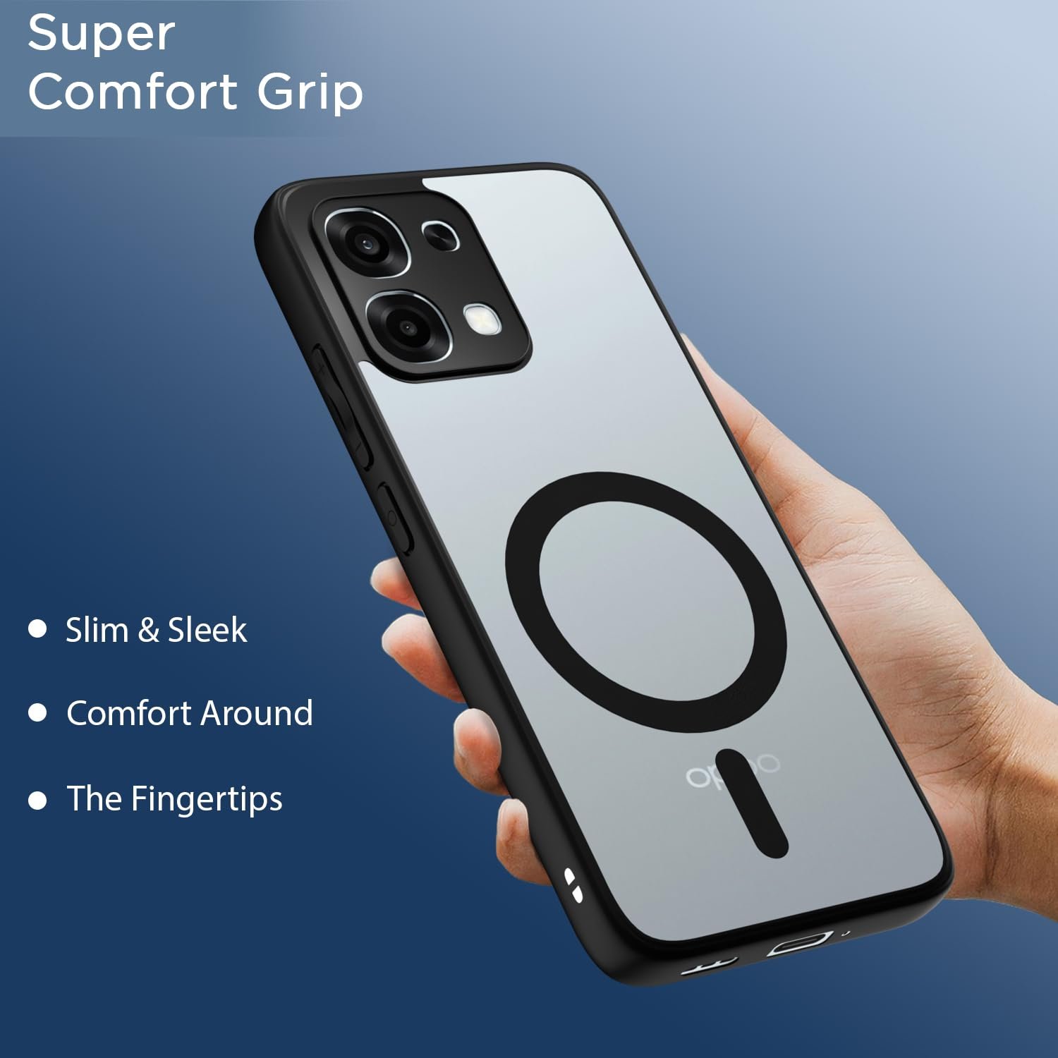 Amazon Basics Back Cover for Oppo F31 5G Compatible with Mag-Safe | Shockproof Design | Hard Transparent Back Case (Black Mag-Safe) - Image 6