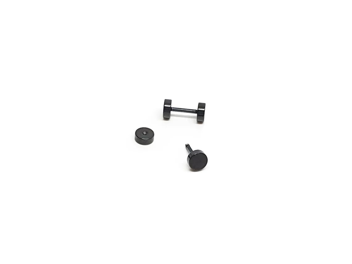 THE MEN THING ROUND DUMBBELL - BLACK - Pure Titanium Steel Ear Hoop Earrings for Men & Boys (16mm to 2mm) - Image 4