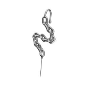 THE MEN THING INTERLINK CHAIN – Pure Titanium Steel Ear Crawler Hook Pin Cuff Earrings for Men & Boys
