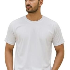 Fashion Classic Cotton Blend Crew Neck T-Shirt, Short Sleeve, Casual Wear (in, Alpha, 2XL, Regular, White)