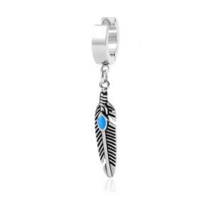 THE MEN THING FEATHER SILVER – Titanium Steel Hoop Earrings for Men & Boys