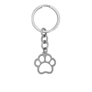 M Men Style Personalised Dog Paw Print Silver Stainless Steel Keychain For Men And Women LCK061