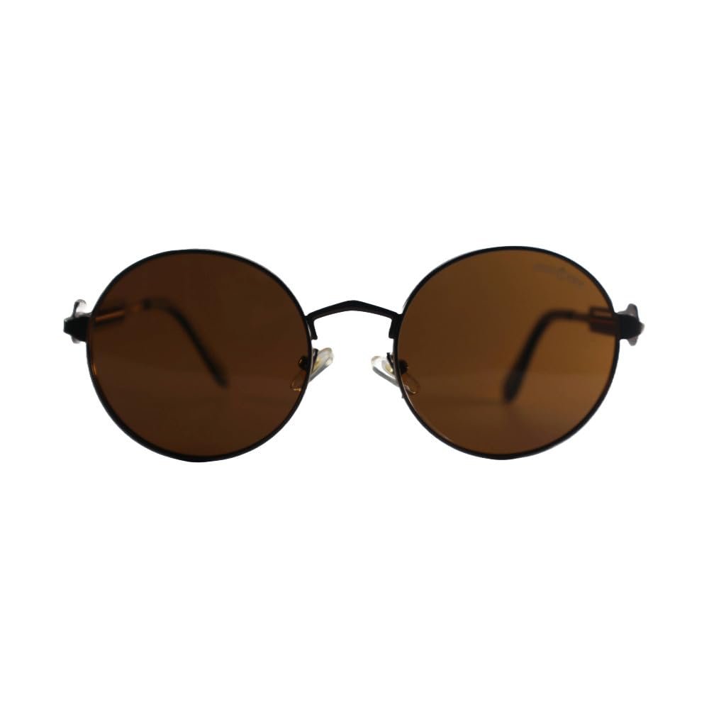 Monkey Unisex Round Polarized Sunglasses With Brown Lense, Double Bridge Metal Frame, UV Protection for Men and Women - Image 2