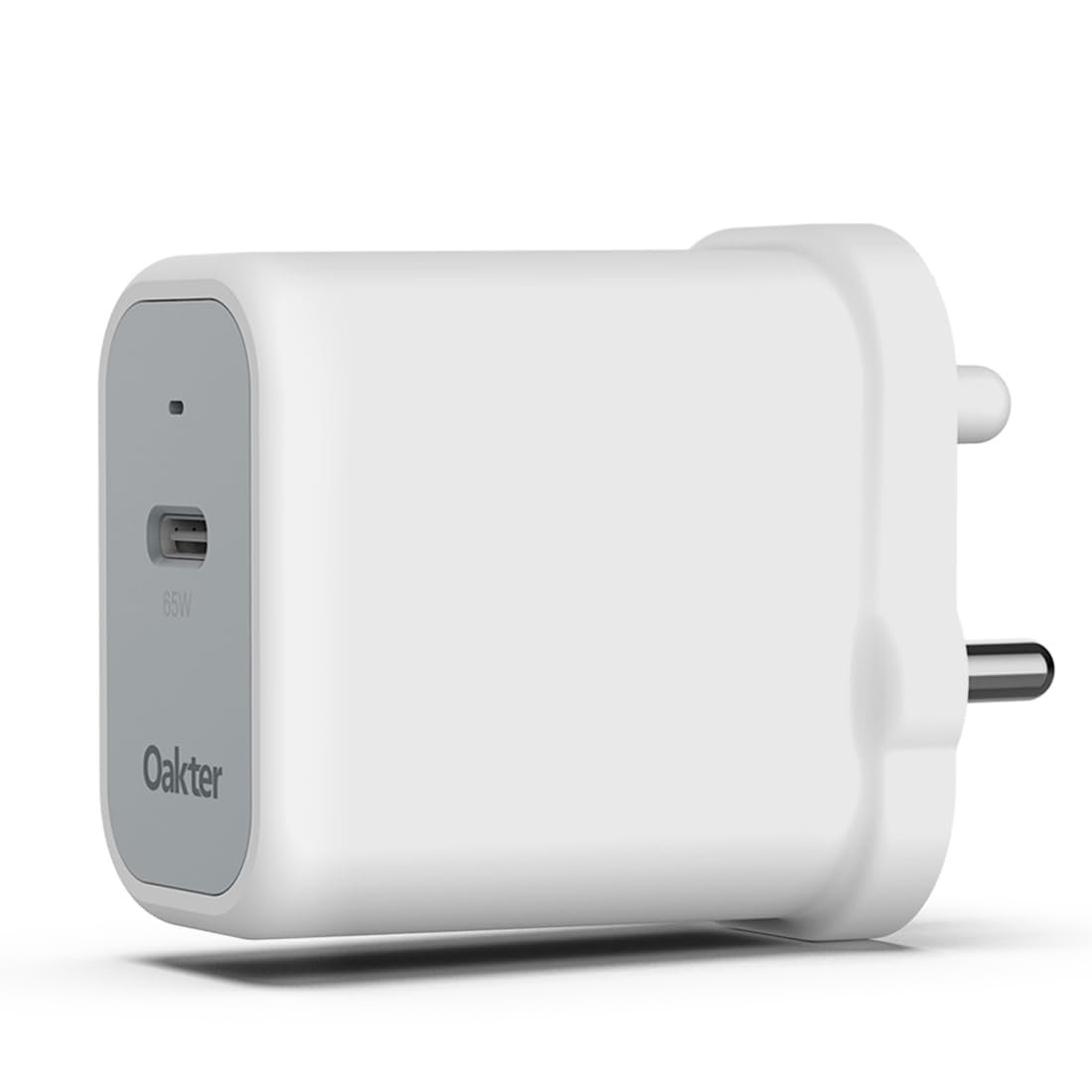 Oakter 65W Fast Charger | Type-C Fast Charging Adapter for Laptop, Mobile, MacBook, iPhone 15 & Newer, iPad, Samsung | White | 3- Pin Plug (Adapter) - Image 2