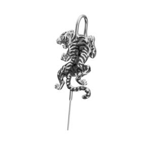 THE MEN THING POUNCE TIGER – Pure Titanium Steel Ear Crawler Hook Pin Cuff Earrings for Men & Boys