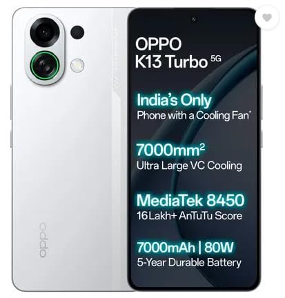 OPPO K13 Turbo 5G, White Knight (8GB, 256GB)