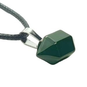 THE MEN THING MOSS AGATE – Natural Crystal Pendant with 19inch Leather Rope Chain for Men & Boys