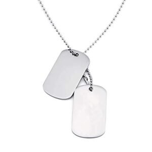 Yellow Chimes Stainless Steel Daily Wear Plain Silver Army Dual Dog Tag Pendant Necklace Silver Plated Pendant for Men (Silver) (YCSSCH-TAGDUAL-SL)