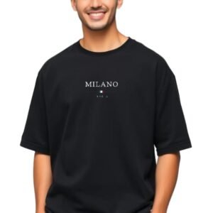 URGEAR Milano Italia Oversized T-Shirt, Black, Casual Streetwear