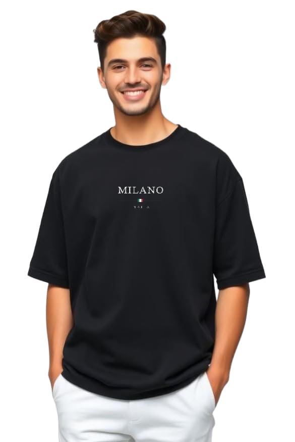 URGEAR Milano Italia Oversized T-Shirt, Black, Casual Streetwear