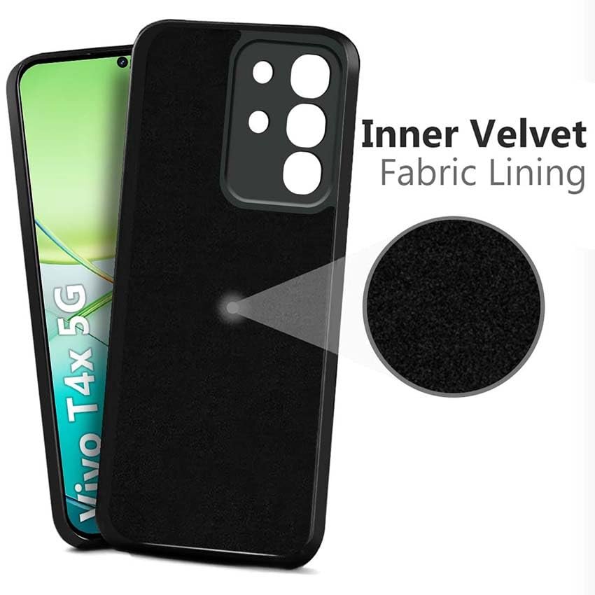 Back Cover Case for Vivo T4X 5G | Matte Soft Silicon Flexible | Camera Bump Protection | All Side Shock Proof Rubberised Back Case Cover for Vivo T4X 5G (Black) - Image 5